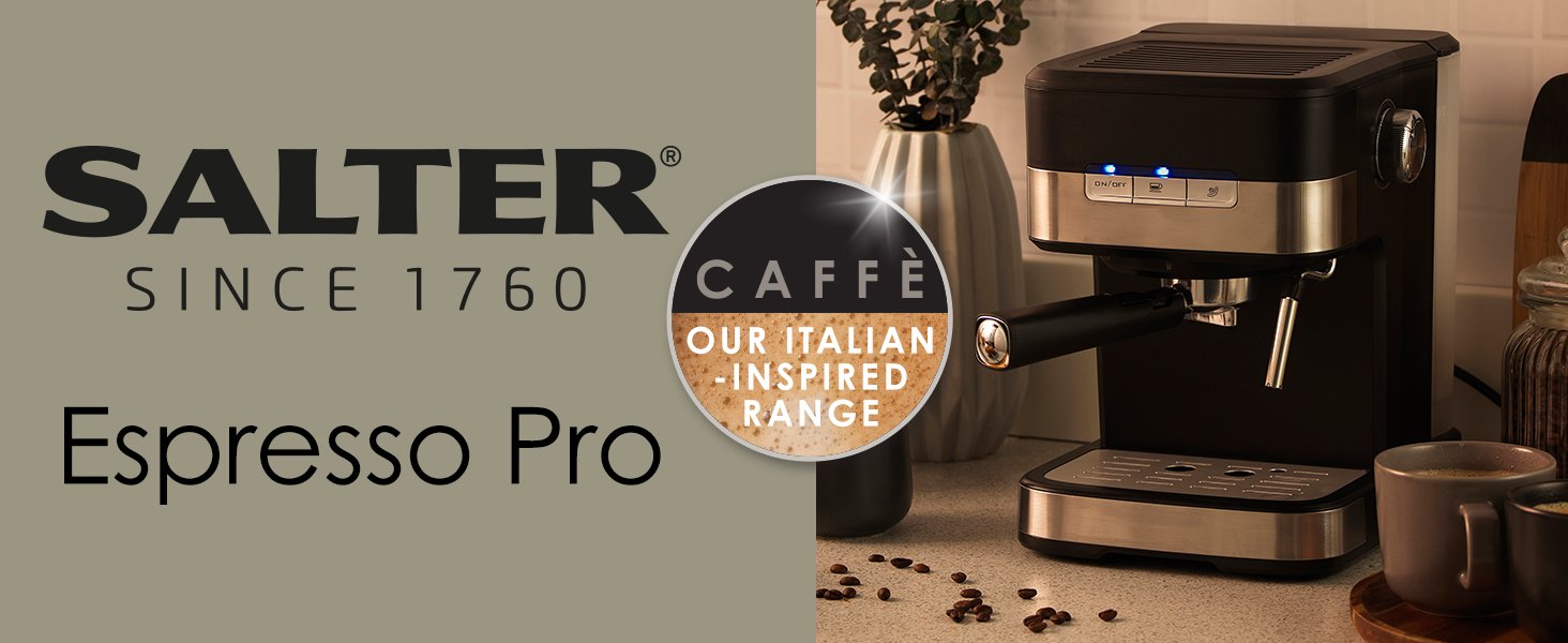 Salter EK4623 Caffé Espresso Pro Coffee Machine, 15Bar Pressure Pump