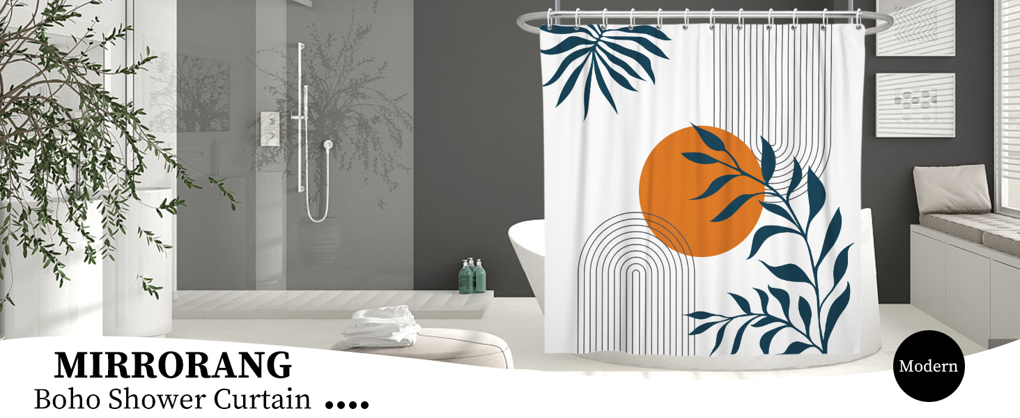 MIRRORANG Rideau de Douche Abstrait Boho, Rideau de Douche en Tissu résistant à la moisissure