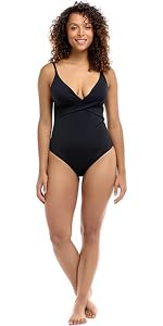 Skye Women's Standard Dorothy Drape Front V-Neck One Piece