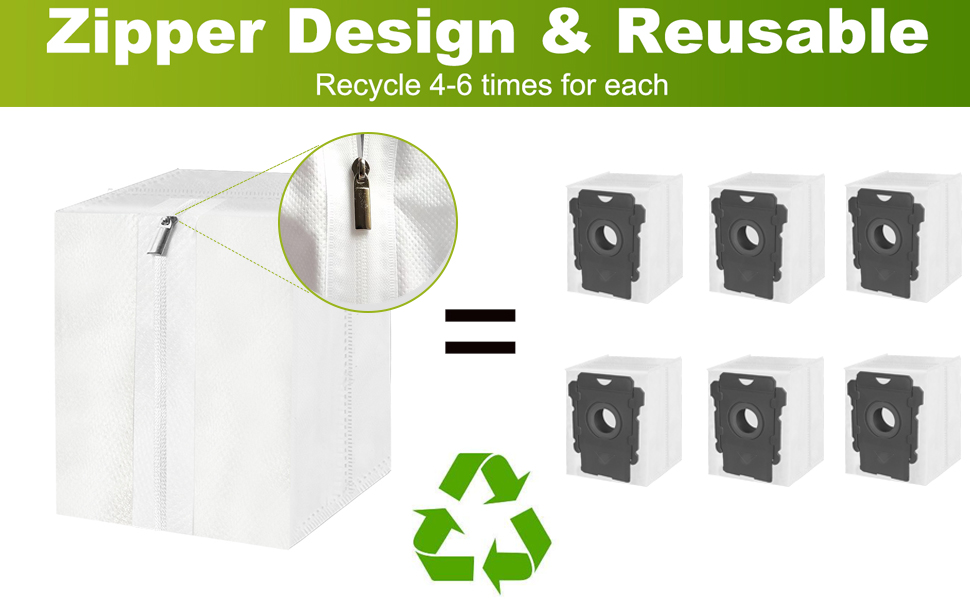 MADYNEEW 3 Pack Reusable Vacuum Bags for iRobot Roomba Bags