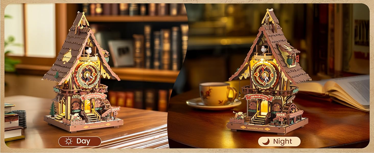 ROKR Vintage Cuckoo Clock Mechanical 3D Wooden Puzzle home