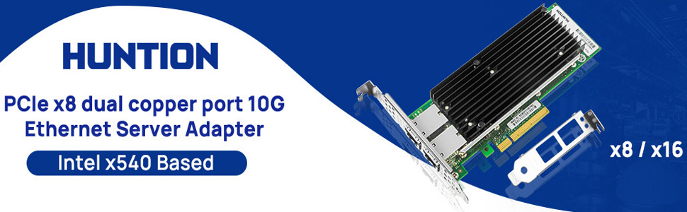 10Gb PCI-E Network Card NIC, Dual RJ45 Copper Ports, Compare To X540-T2, With Intel X540-BT2 Chip, PCI Express X8, 10Gbase-T Ethernet LAN Adapter Support Windows Server/Windows/Linux/VMware ESX