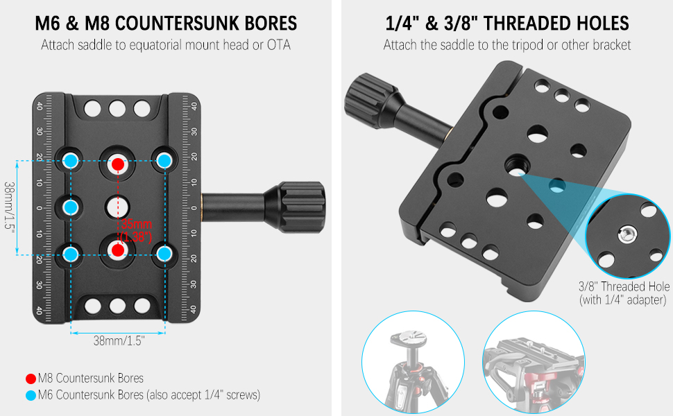 Astrophotography Telescope Equatorial Tripod Vixen Dovetail Mount Clamp Bar Base Plate Rail Saddle