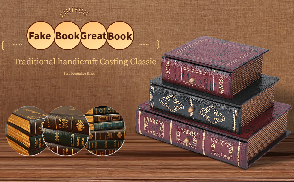 Fake Book Box Storage Decorative Book Storage Box Vintage Home Office