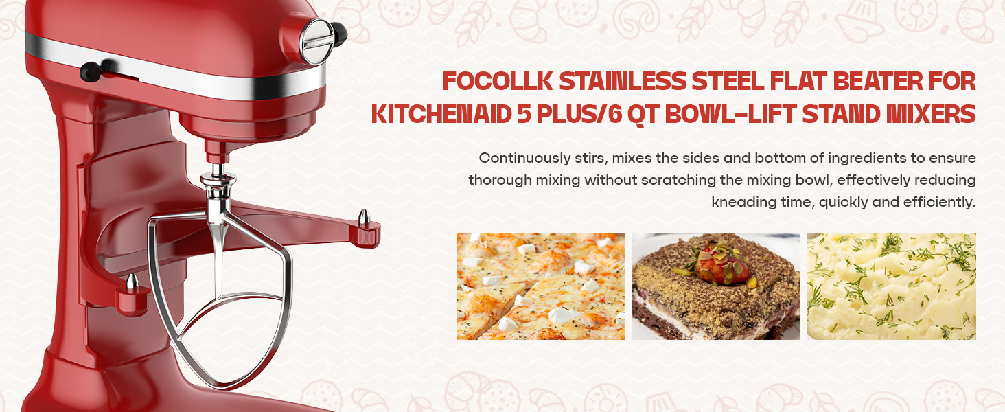 Stainless Steel Flat Beater for KitchenAid Pro 5 Plus/6 Qt