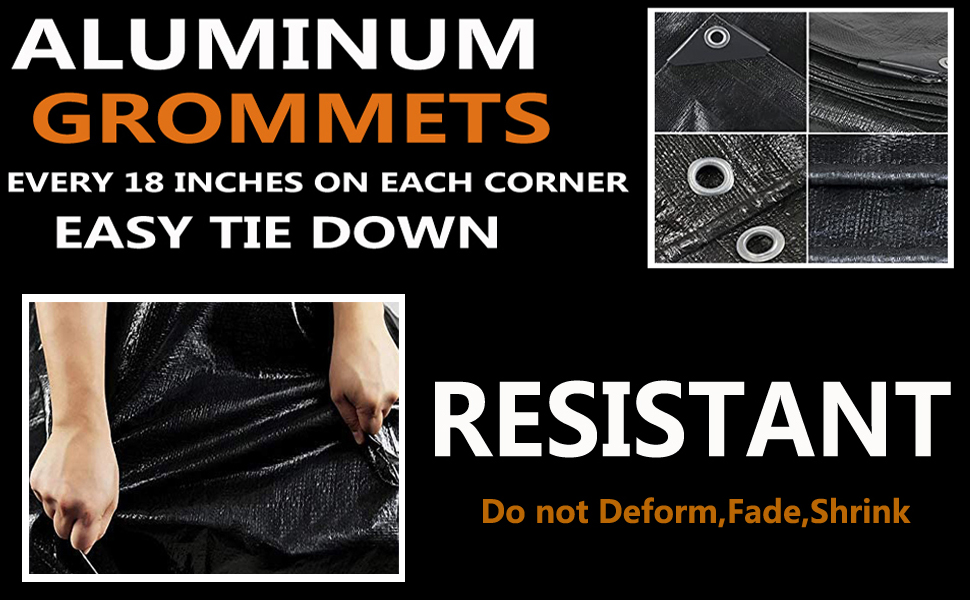 Tarps Heavy Duty Waterproof 20x20ft,Black Plastic Tarps Multipurpose