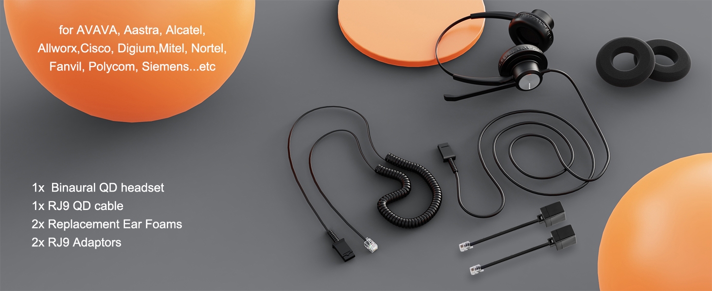 QD cable, RJ9 Cable, U10P, call center headset, IP Phone headset,RJ9 adapter