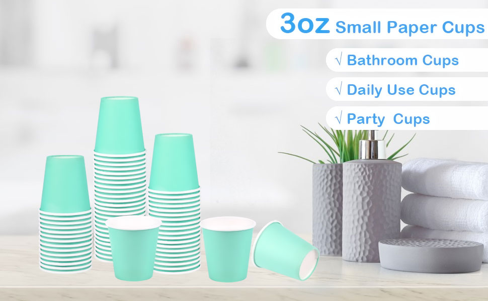 3oz Small Bathroom Paper Cups, 300 Pack Mini Mouthwash Cups