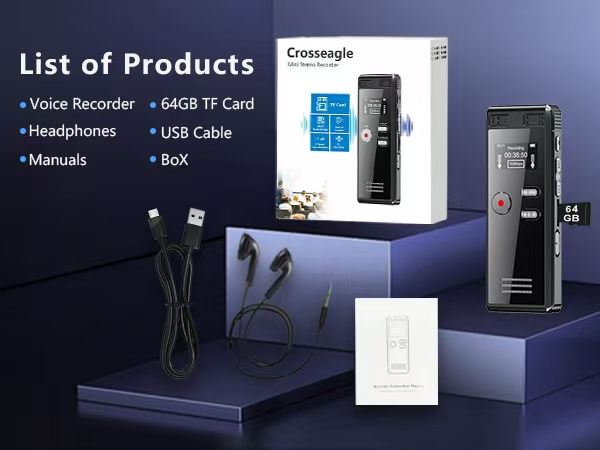 Amazon.com: 64GB Digital Voice Activated Recorder with