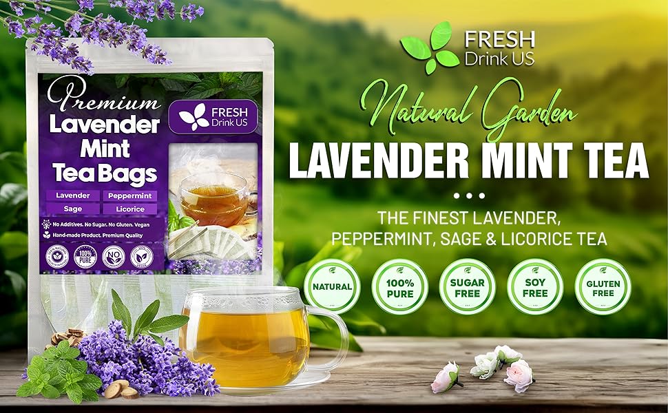 Lavender Peppermint Sage and Licorice  leaves natural herbal tea bags