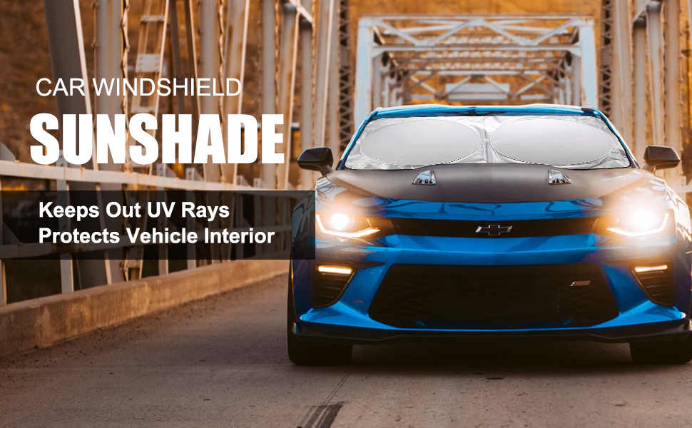 NALANDA Car Windshield Sun Shade with Storage Pouch Foldable Sunshade