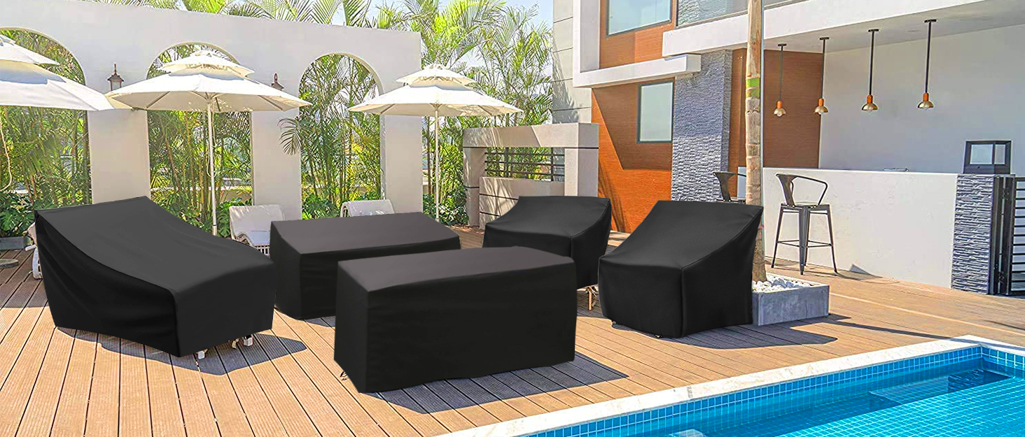 Kipiea (138" L x 103" W x 36" H) Patio Furniture Covers, Rectangular