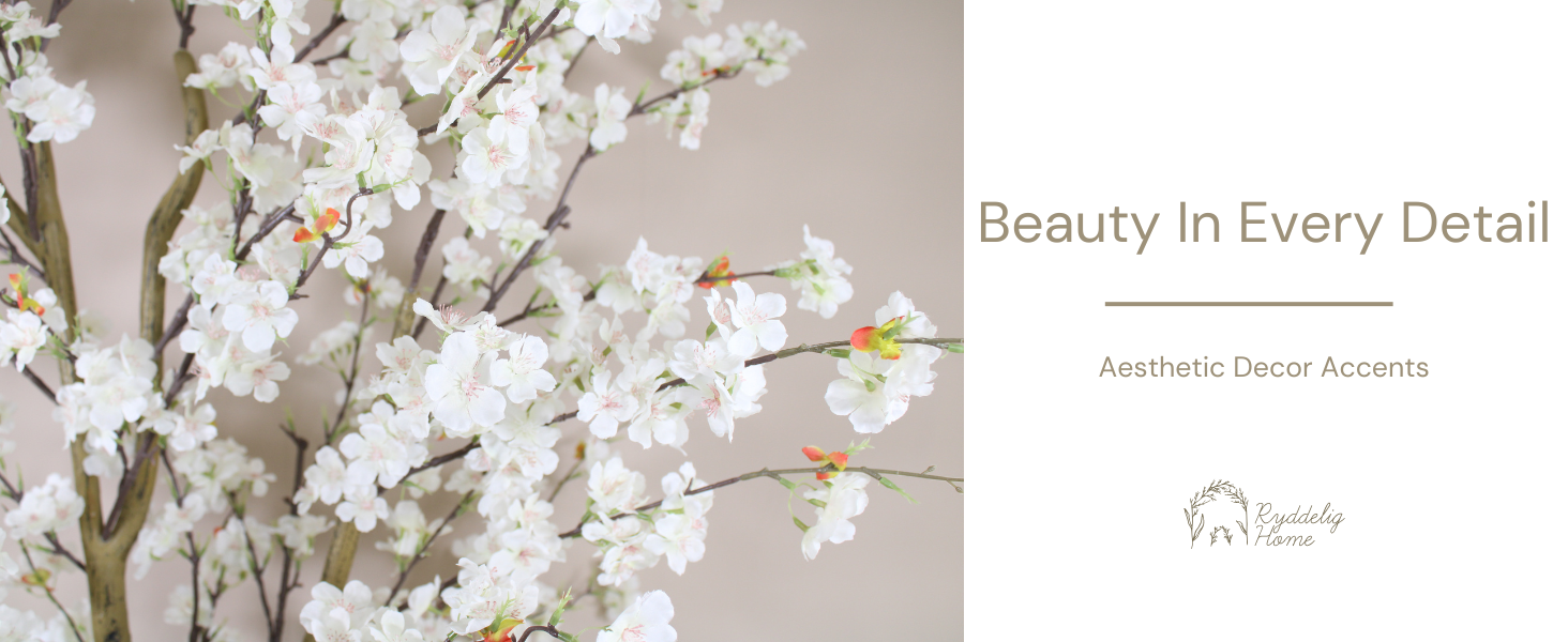 aesthetic, japanese cherry blossom tree, spring decor, cozy cute japandi mantle organic modern