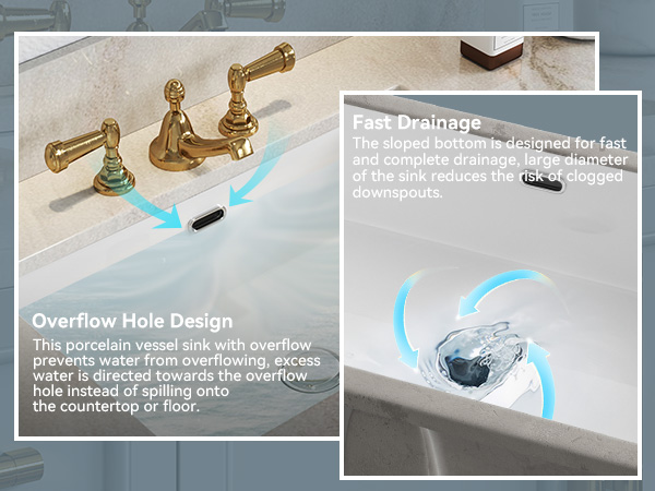HOROW 24 Inch Undermount Bathroom Sink, 23.6