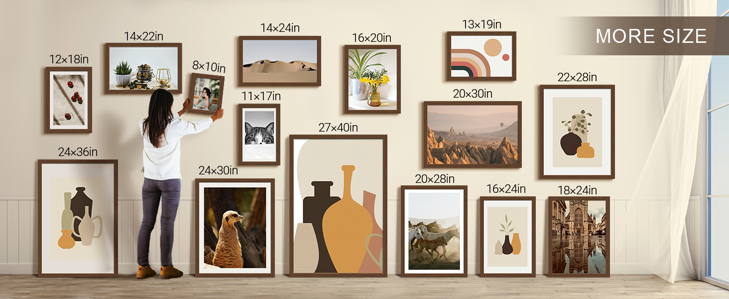 VCK 11x17 Picture Frame 3 Pack, Brown Solid Wood Poster