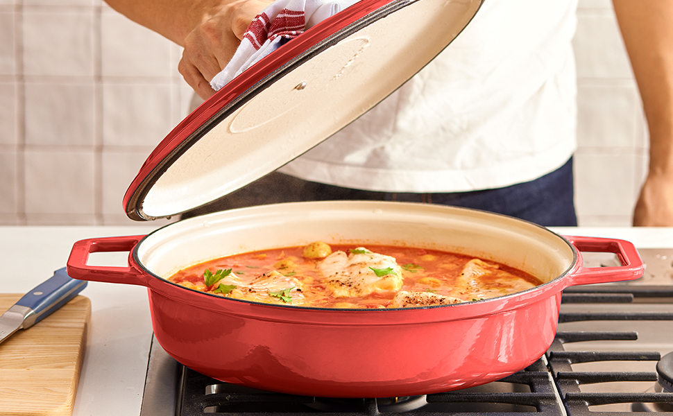 Misen Enameled Cast Iron Braiser Pan Cast Iron Pot with