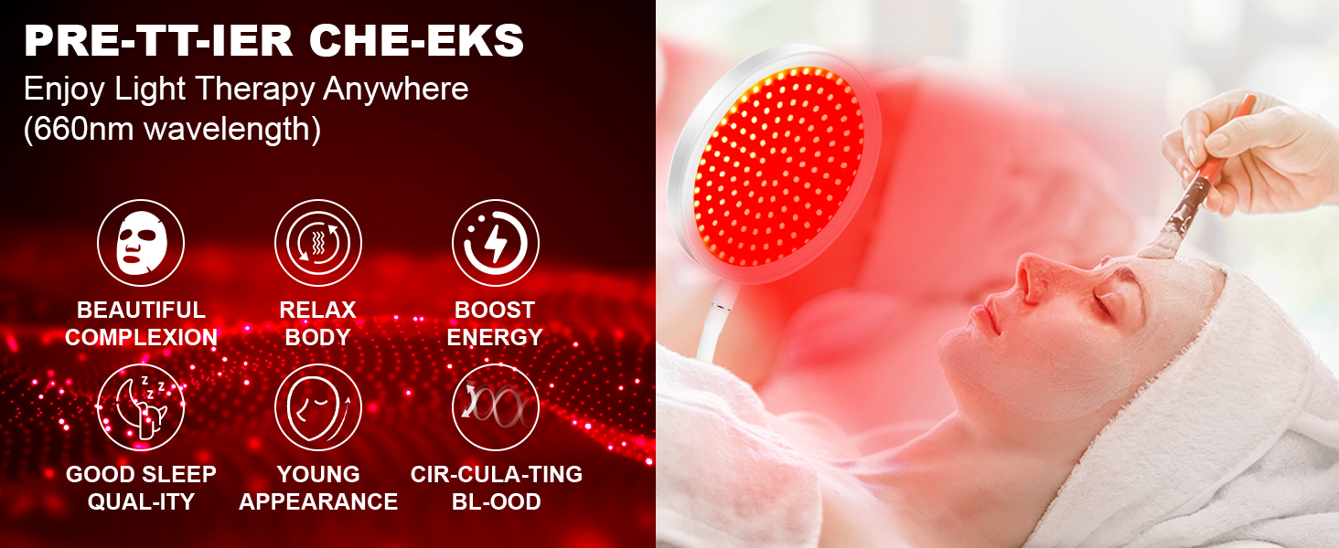 Shyineyou Red Light Therapy for Face,Led 660nm Red Light Therapy Lamp with Timer