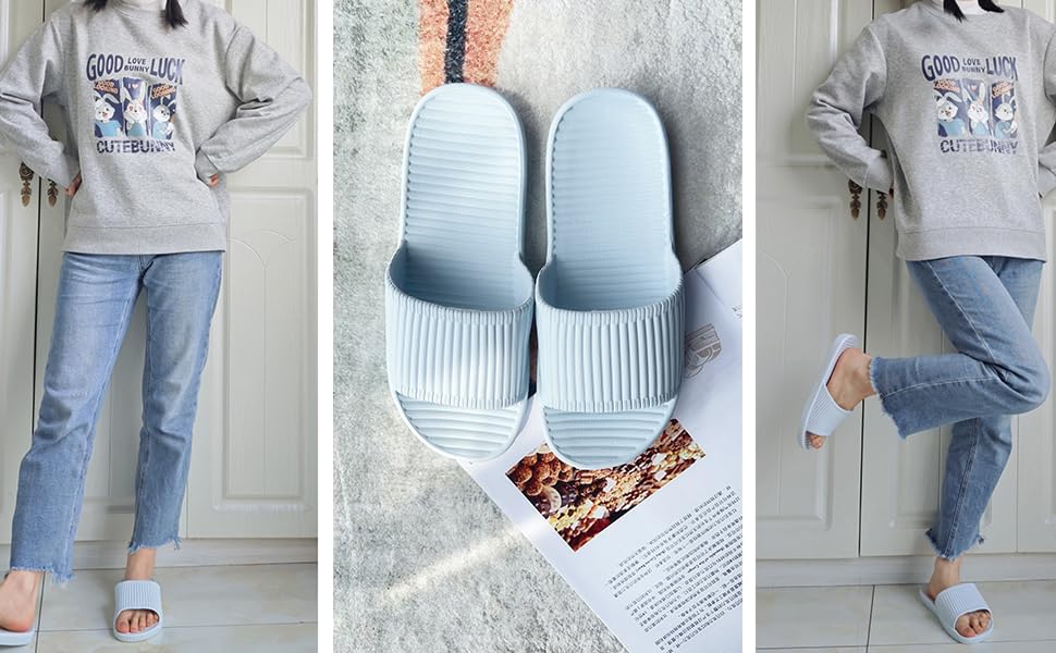 Lily Zone Sliders Women, Women's Shower Slipper, Non-slip Bathroom Shower Shoes Beach Flip Flops Pool Slides Quick Drying Indoor Outdoor Summer Sandal for Women 18 soft plastic slippers