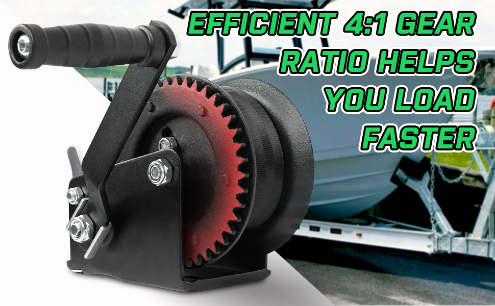 Zostera Trailer Boat Hand Winch with HeavyDuty Gears