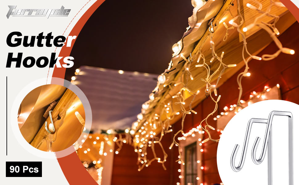 Ferraycle 90 Count Metal Gutter Hooks for Outdoor Christmas