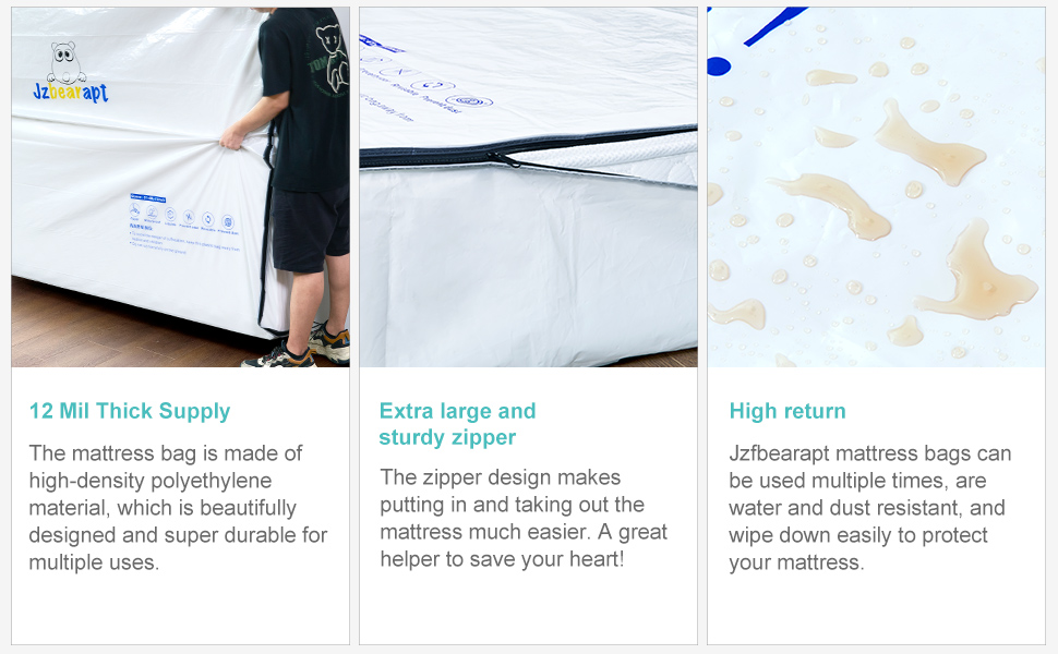 12Mil Mattress Bags for Moving and Storage of Full, Heavy Duty Mattress