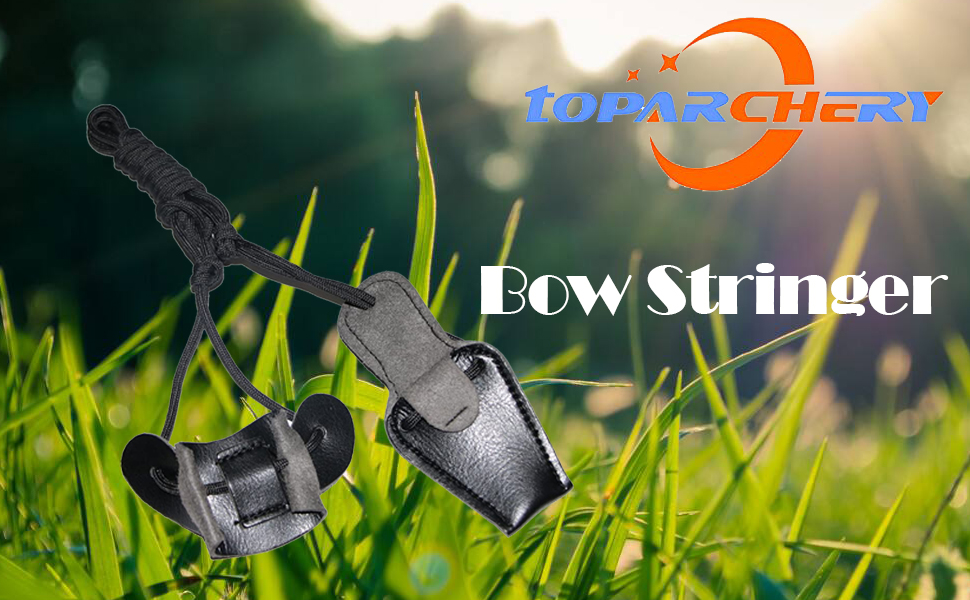 TOPARCHERY Traditional Leather Bow Stringer Recurve Long Bow Rope Hunting Shooting Bowstring