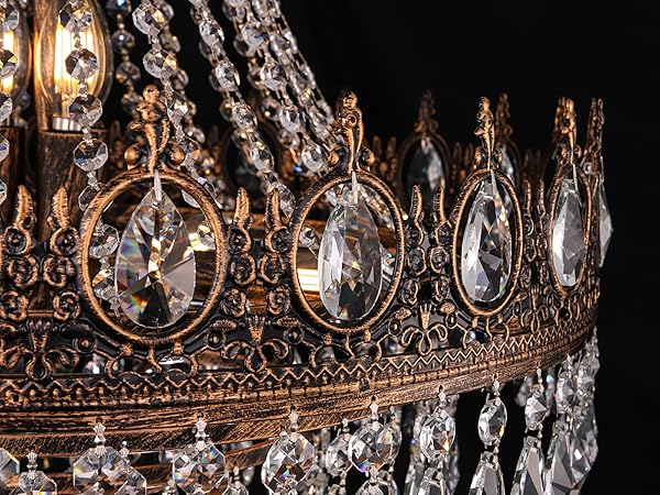TOCHIC French Empire Crystal Chandelier, 9-Light Farmhouse