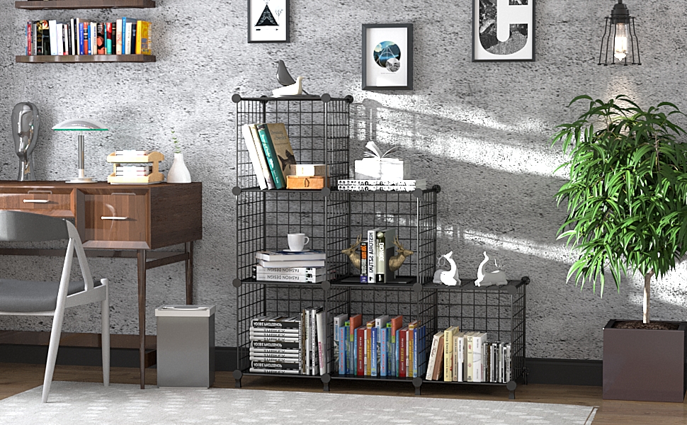 AWTATOS Cube Storage Unit, 6 Cube Wire Storage Shelves, Multifunctional DIY bookcases and