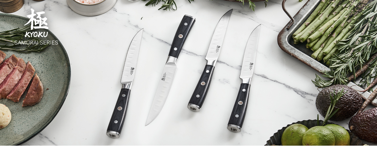 KYOKU Samurai Series Steak Knives Set of 4