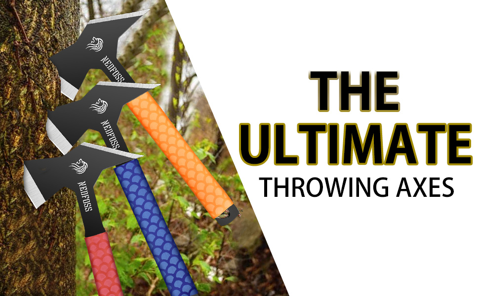 NedFoss Throwing Axe,3 Pack Full Tang Steel Axe Throwing