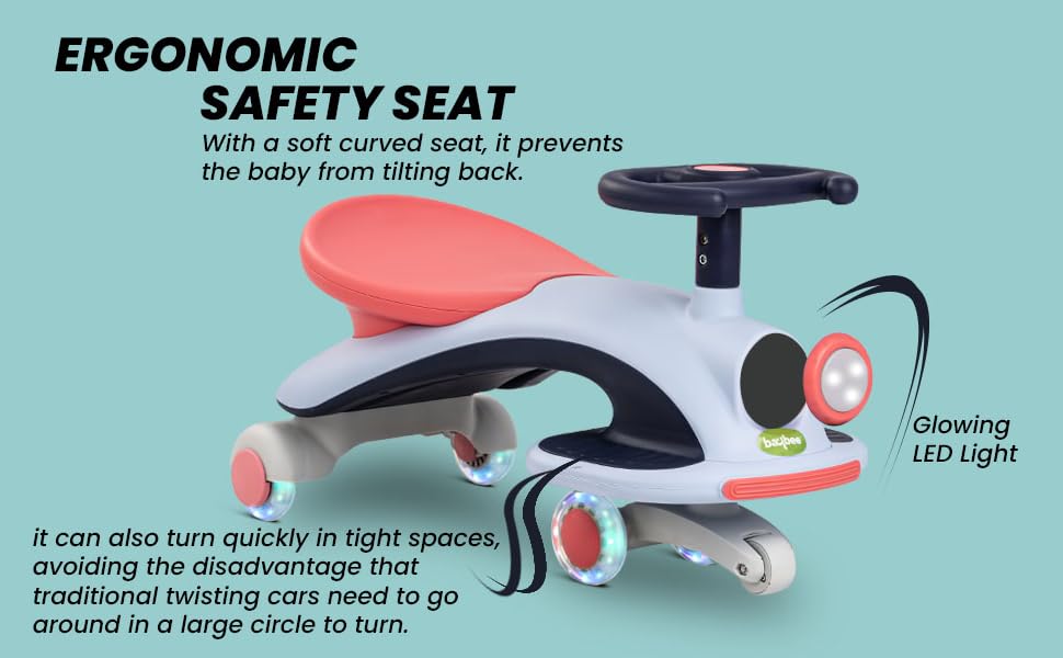 Magic Cars For Kids Baby Swing Car For Kids With Scratch Free Pu Led Wheels &Amp; Led Lights Ride On Toy Kids Car Push Ride On Magic Car For Kids 3 To 8 Years Boys Girls Qt-8066 22 Swing Cars For Kids