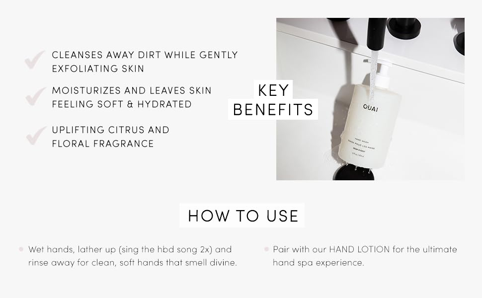 OUAI Hand Wash Moisturizing Hand Soap with Jojoba, Avocado, & Rose