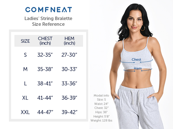 Comfneat Women's 4-Pack String Bralette Cotton Spandex Bra
