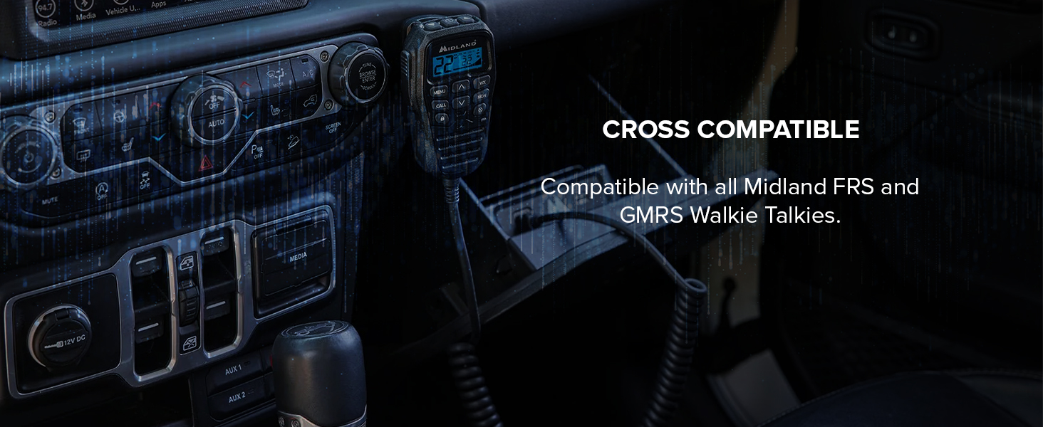 Midland - MXT575 MicroMobile® - 50 Watt GMRS Radio - Two-Way Radio - NOAA Weather Scan & Alert - 15 High Power GMRS Channels - Fully Integrated Control Mic 14 COMPATIBLE