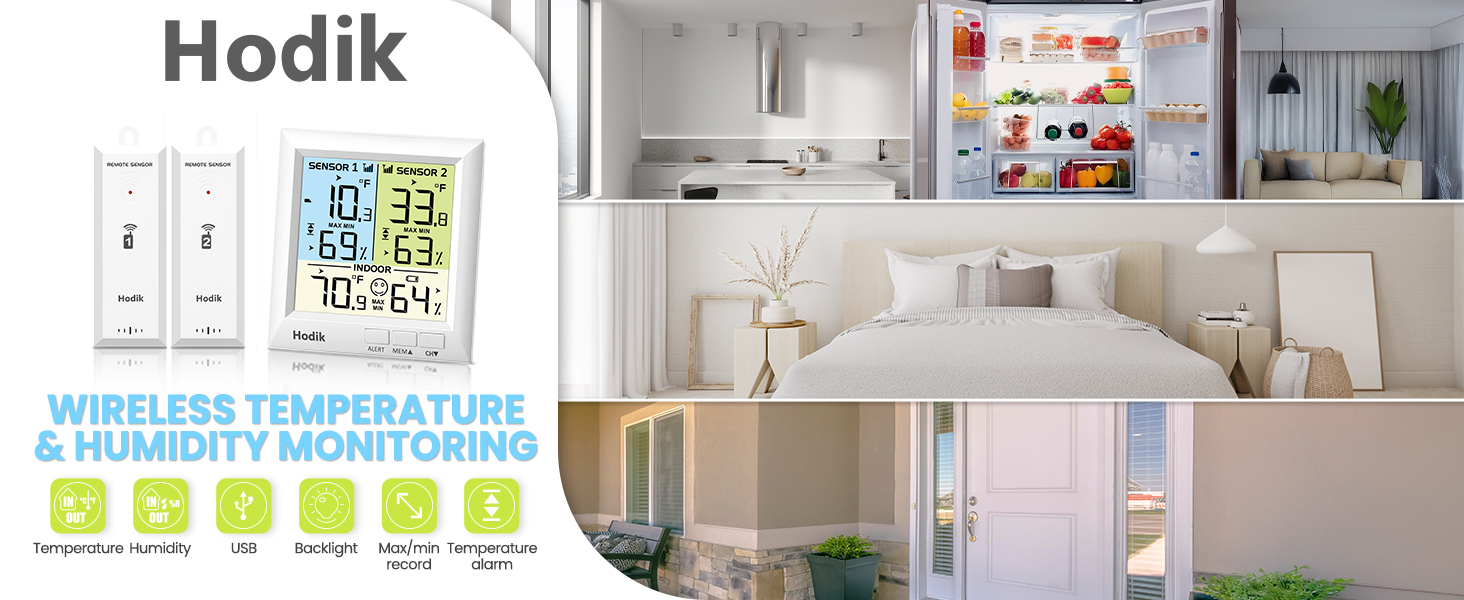 Wireless Digital Refrigerator Thermometer, Freezer Fridge