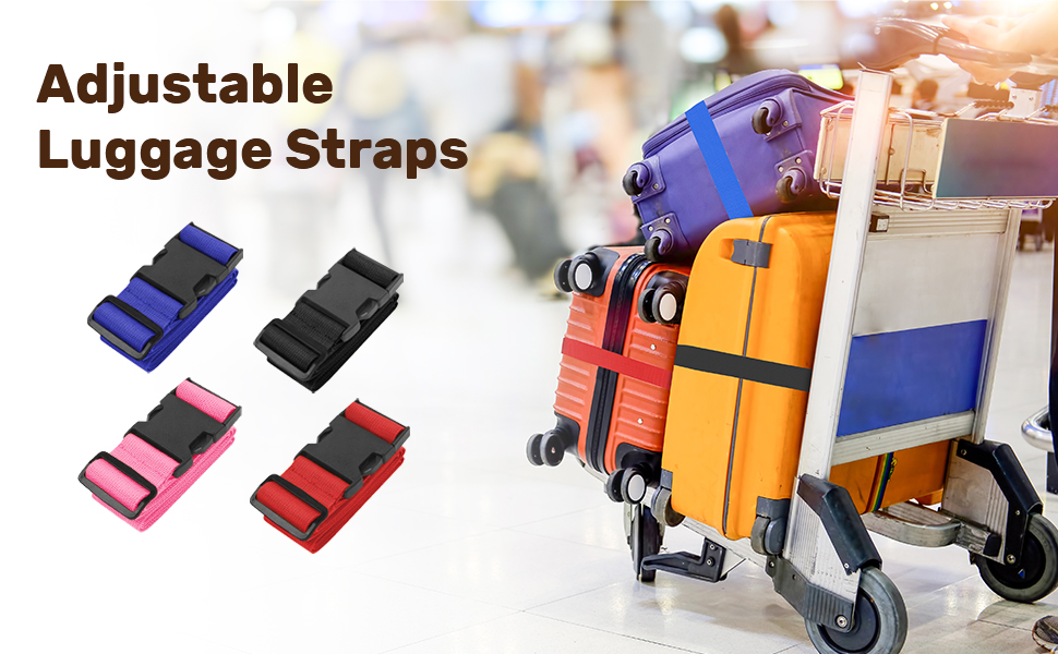 Newthinking Luggage Straps for Suitcase 4 Pack, Heavy Duty Adjustable