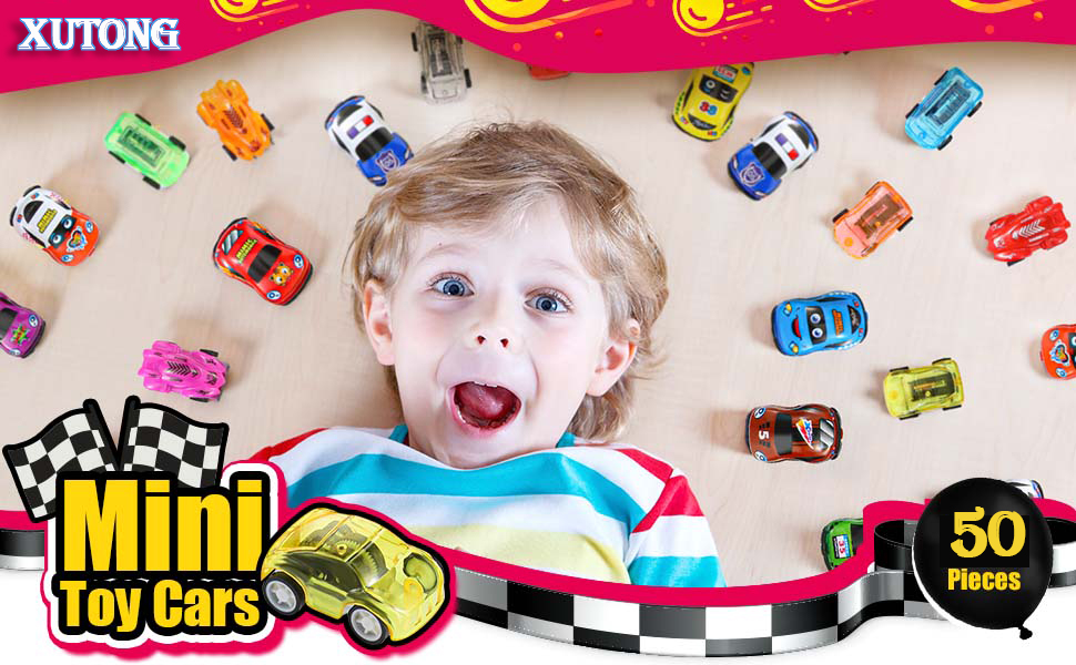 50 PCS Friction Pull Back, Plastic Transparent Cool Sports Cars, for