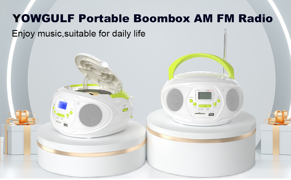 Amazon.com: YOWGULF CD Player Portable Boombox Bluetooth Speaker with ...