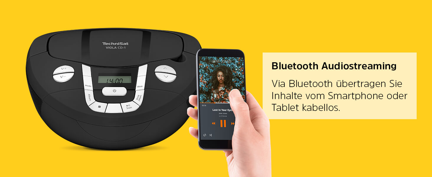 TechniSat Viola CD1 tragbarer Stereo CDPlayer, Boombox mit