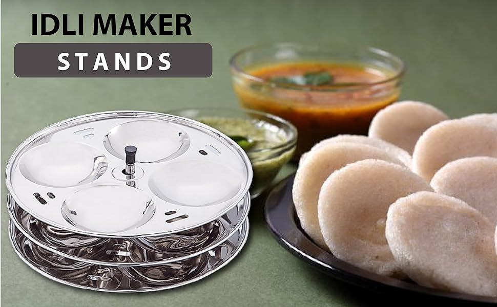 Expresso Round Stainless Steel Idli Thattu w/Stand for Idly Maker Pot
