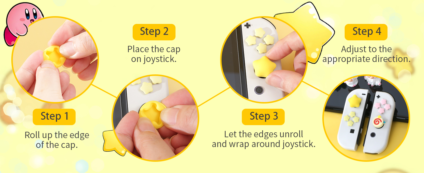 Kirby Thumb Grips for Nintendo Switch, Cute Switch OLED