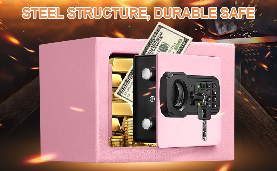 Fireproof Small Safe Box for Money, 0.23 Cu ft Mini Fireproof Safe with