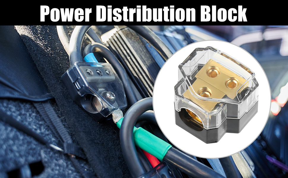 X AUTOHAUX 1pcs 0/2/4 Gauge in 4/8 Gauge Out 2 Way Copper