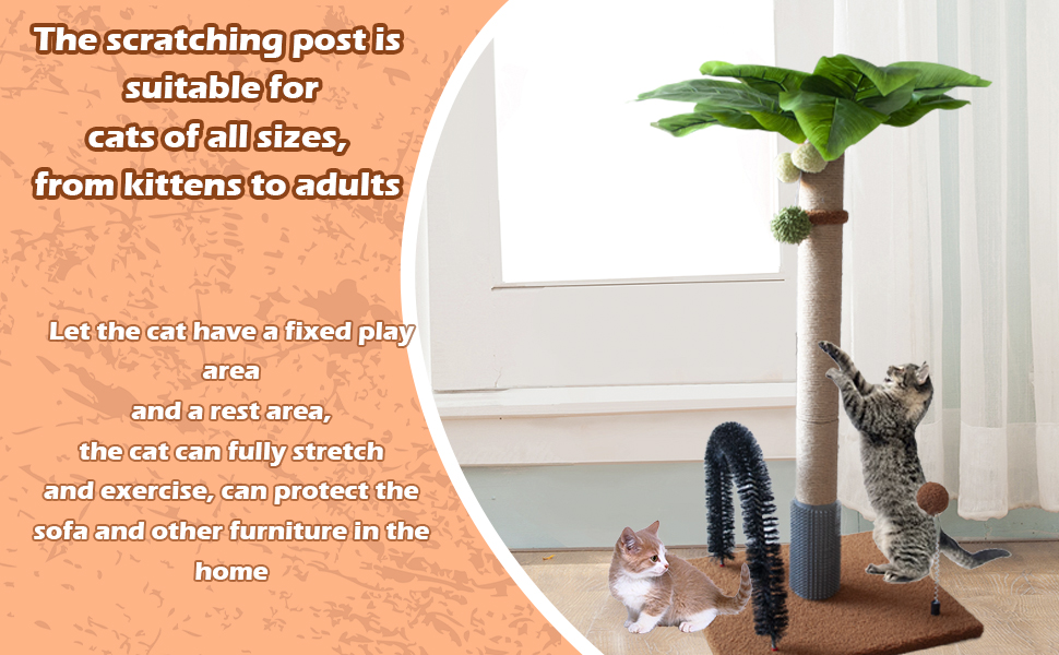 Post with Hanging Ball and Cat Scratching Post with Sisal Rope for Indoor Large Cat Scratching Post