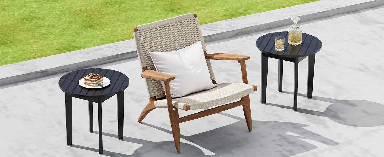 Chilihom Side Table,Black Round End Table,Outdoor Side