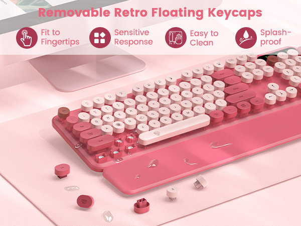Floating round keycaps are detachable and more waterproof