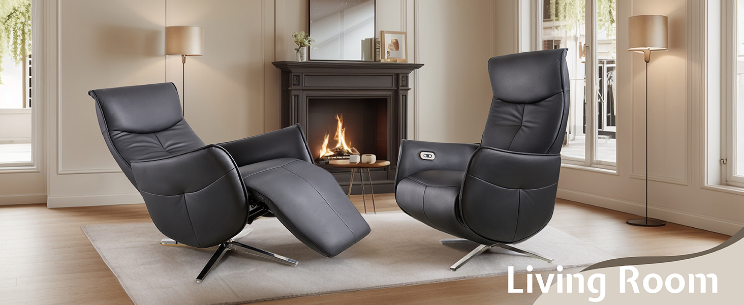 Jocisland Leather Power Swivel Recliner Chair for Adults