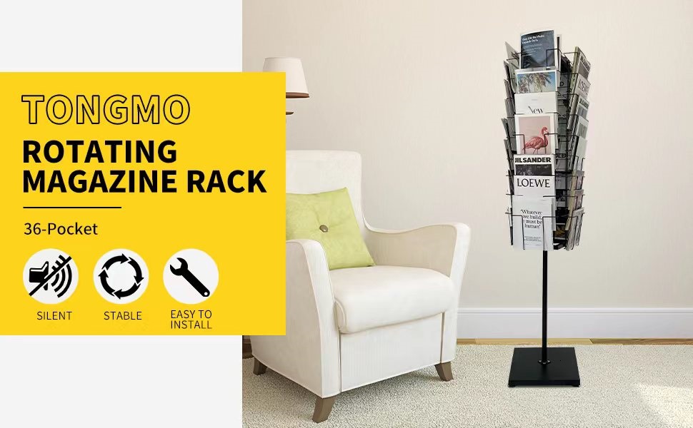 Rotating magazine rack stand