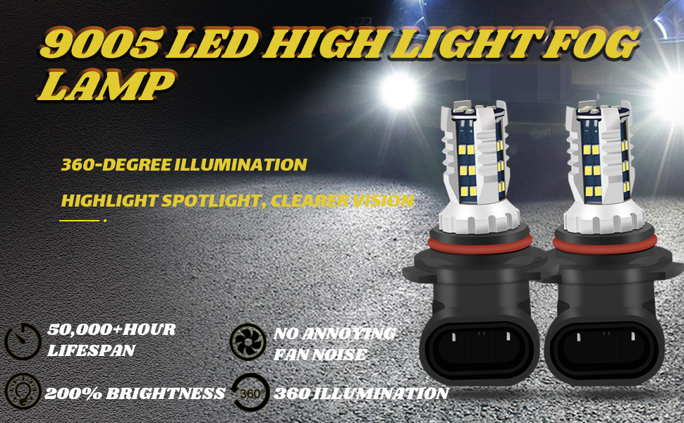 9005/HB3 LED Fog Light Bulbs, 6000K Xenon White, 30 SMD