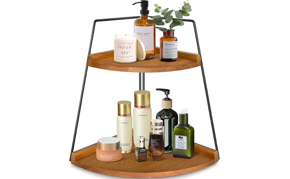 PICKKROSS 2 Tier Bathroom Counter Organizer, Wood Bathroom